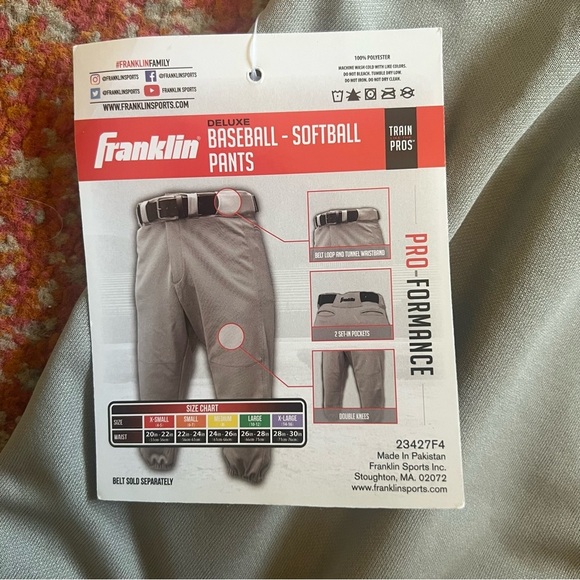 Franklin Sports Youth Large Baseball / Softball Pants - Classic Fit - Picture 7 of 7